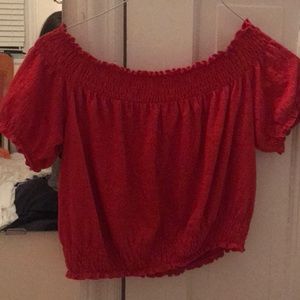 Red brandy melville off the shoulder top